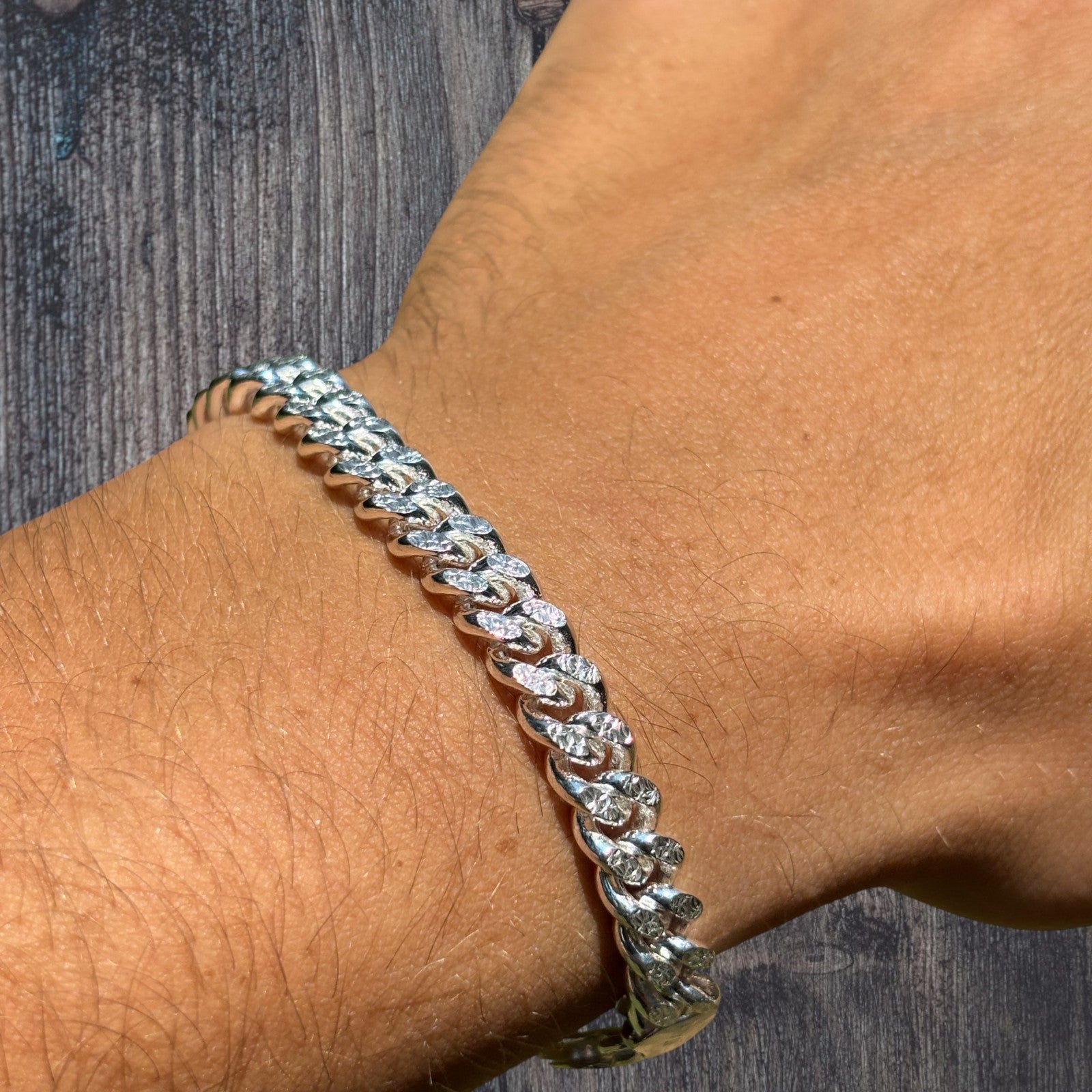 925 Sterling Silver 7mm Diamond Cut Miami Cuban Bracelet