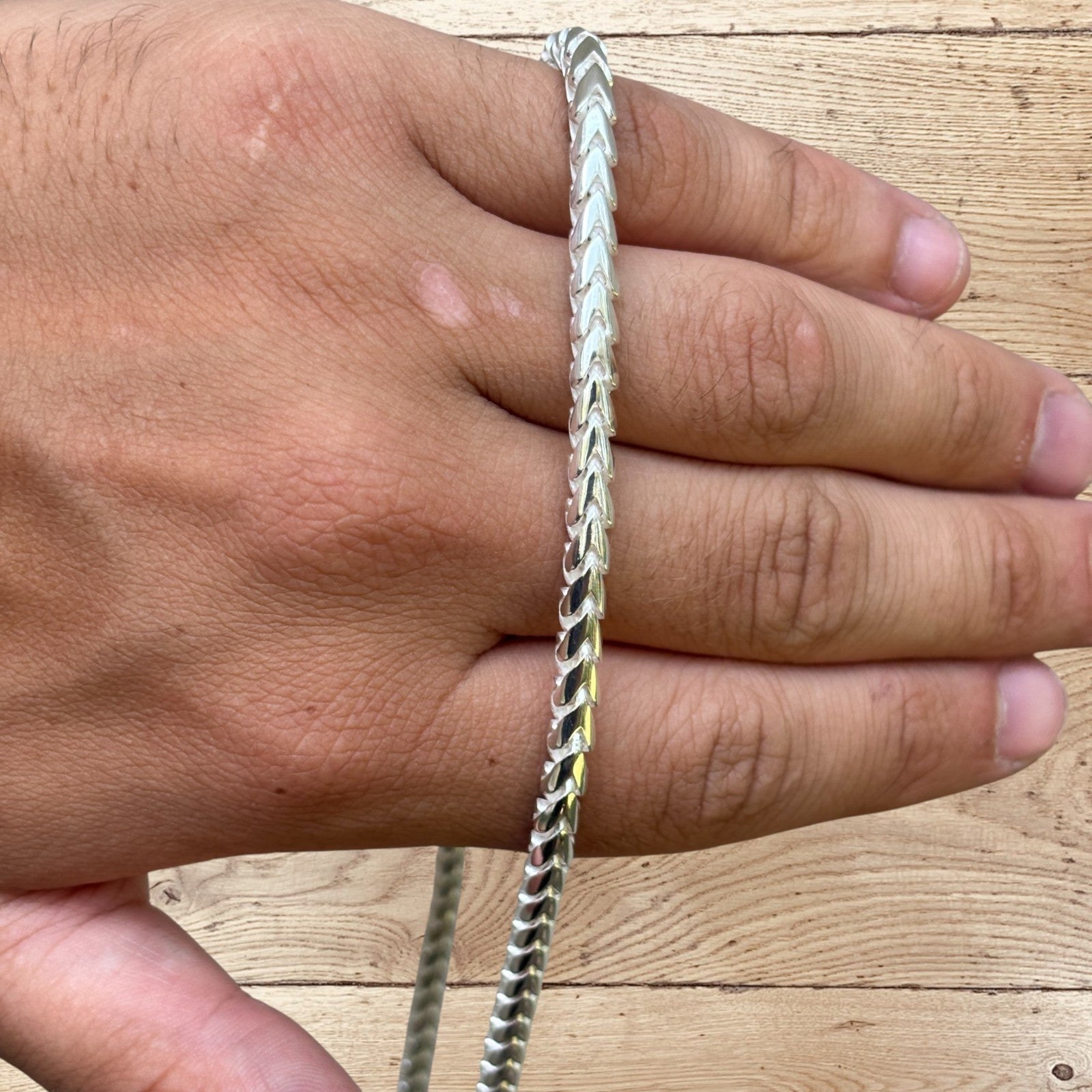 925 Sterling Silver 5mm Rounded Franco Chain Necklace