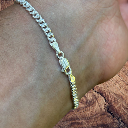 925 Sterling Silver 3mm Diamond Cut Miami Cuban Bracelet