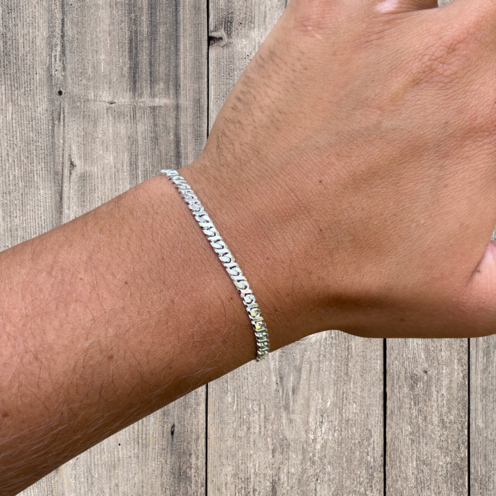 925 Sterling Silver 3.5mm Dollar Link Bracelet