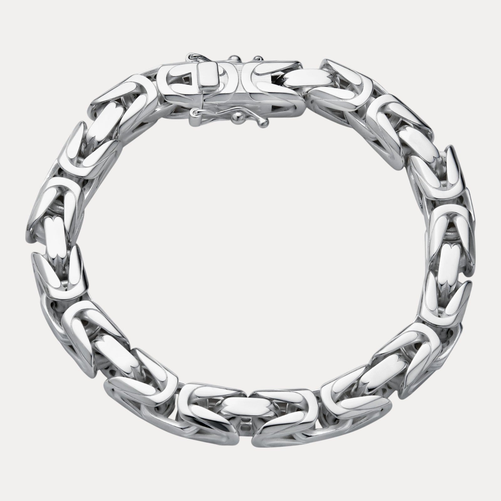 925 Sterling Silver 8mm Byzantine W. Box Clasp Bracelet