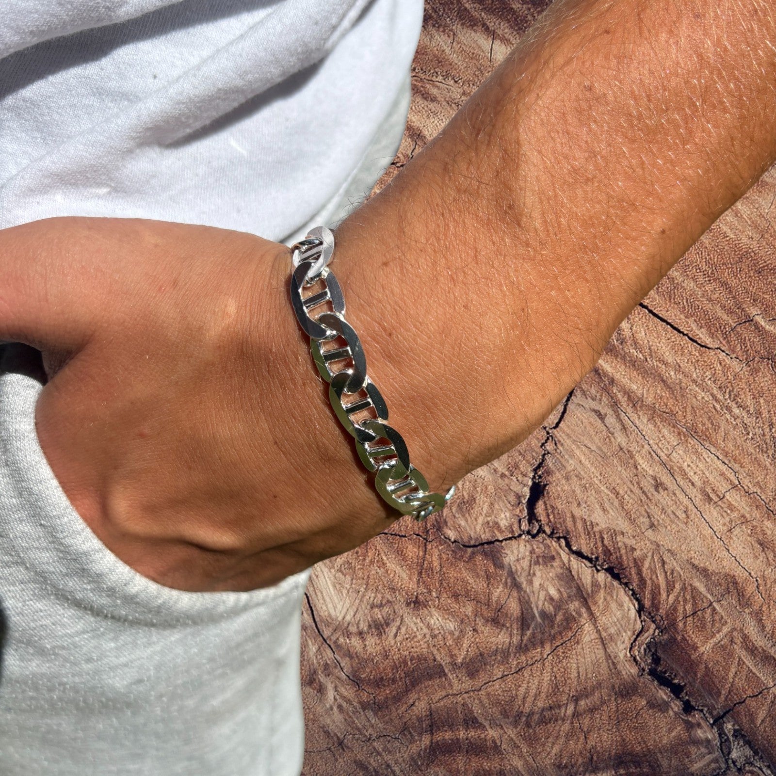 925 Sterling Silver 10mm Mariner Bracelet