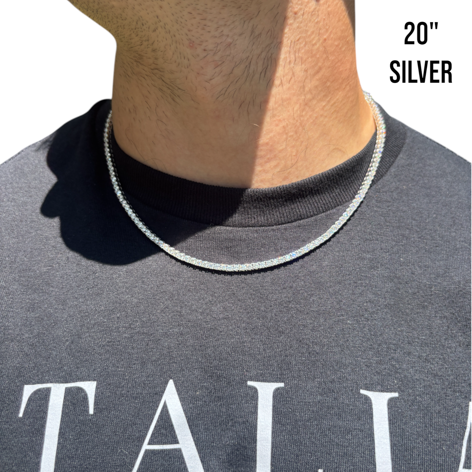 925 Sterling Silver 3mm Tennis Chain Necklace - CZ Or Moissanite