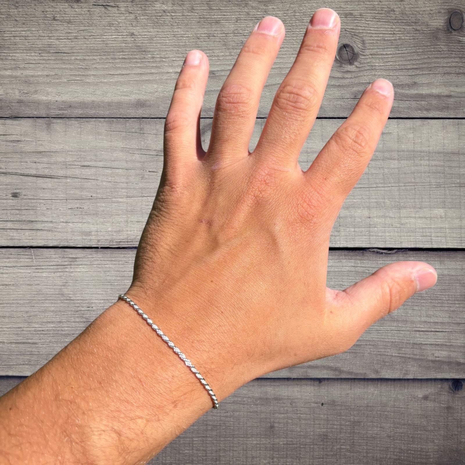 925 Sterling Silver 2mm Diamond Cut Rope Bracelet