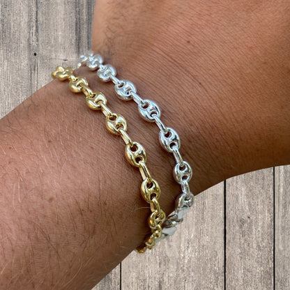 925 Sterling Silver 6mm Puffed Gucci Bracelet