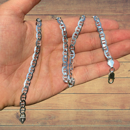 925 Sterling Silver 6mm Mariner Chain Necklace