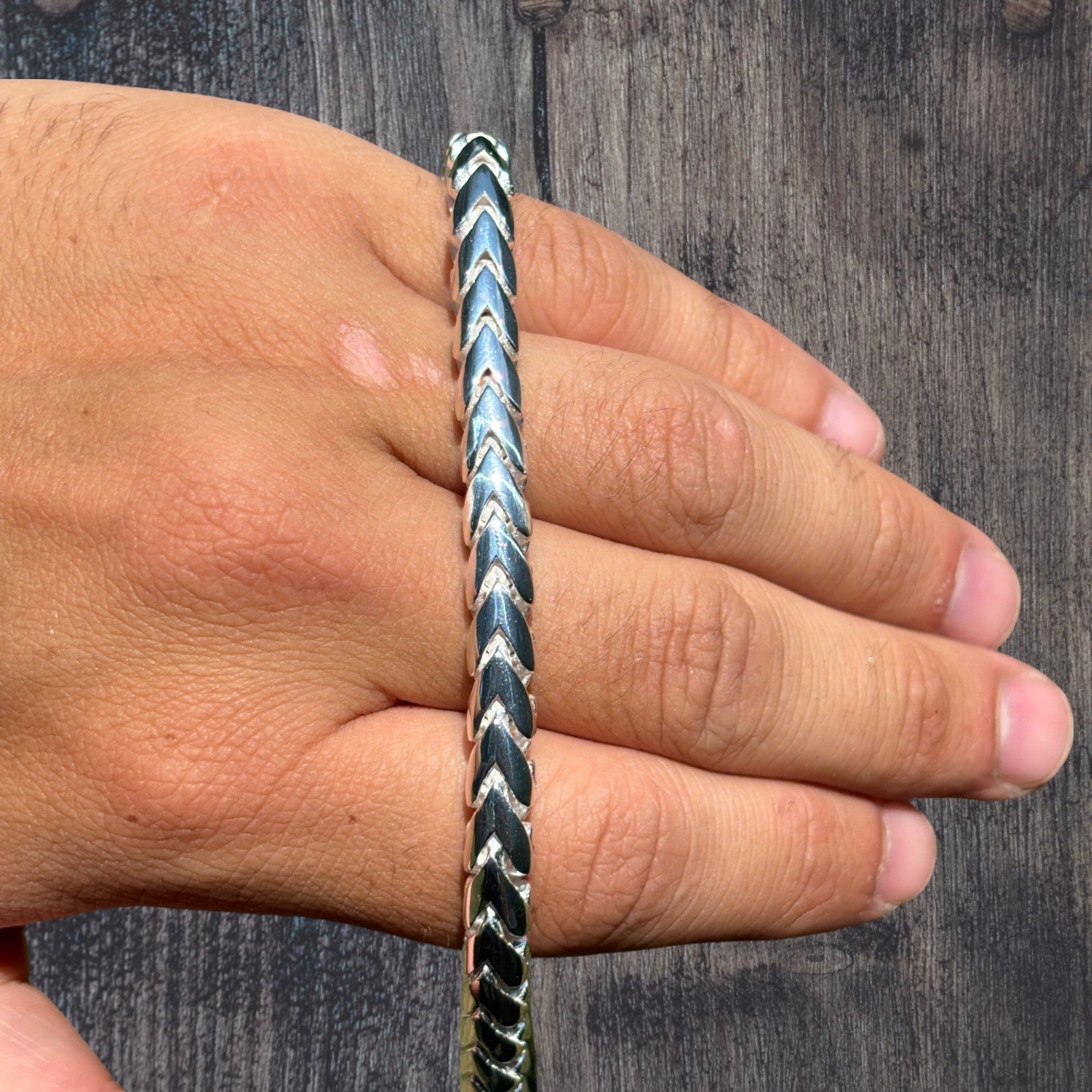 925 Sterling Silver 7mm Rounded Franco Chain W. Box Clasp Necklace