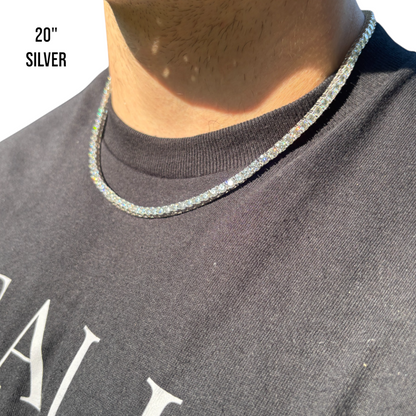 925 Sterling Silver 4mm Tennis Chain Necklace - CZ Or Moissanite