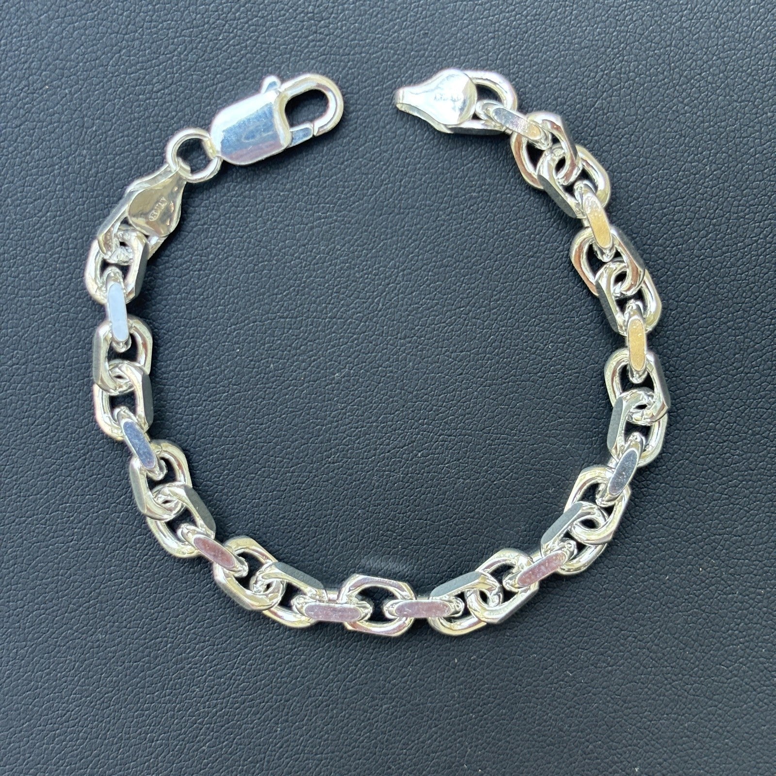 925 Sterling Silver 6mm Anchor Cable Bracelet