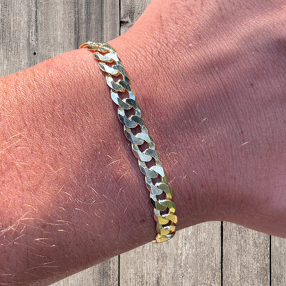 925 Sterling Silver 7mm Flat Curb Bracelet