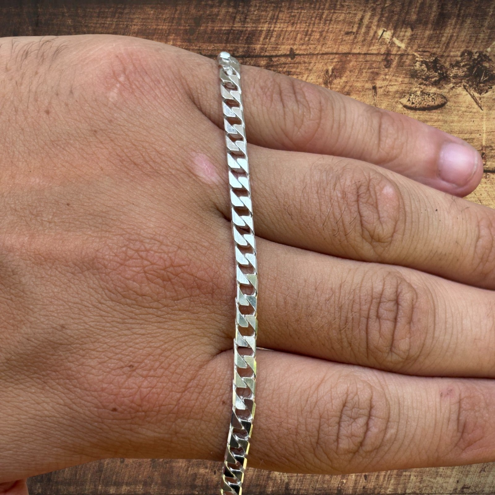 925 Sterling Silver 4mm Square Curb Chain Necklace