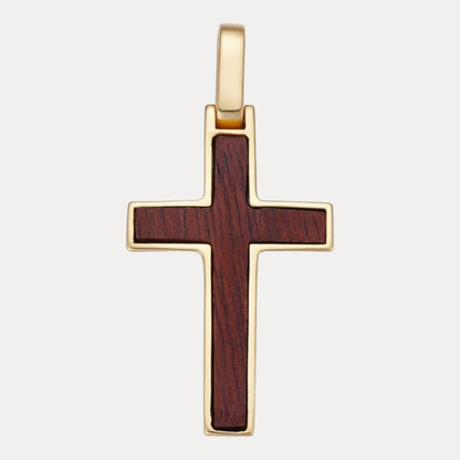 925 Sterling Silver Wooden Cross Pendant - Large