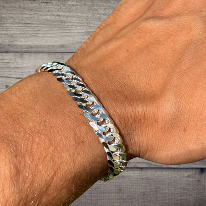925 Sterling Silver 10mm Double Curb Bracelet