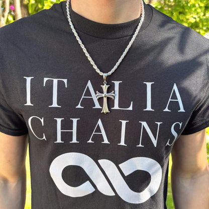 925 Sterling Silver Cross Hearts Pendant - Large