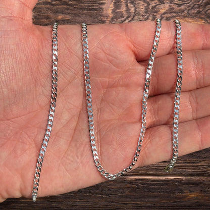 925 Sterling Silver 3mm Curb Chain Necklace