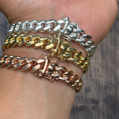 925 Sterling Silver 10mm Miami Cuban W. Box Clasp Bracelet