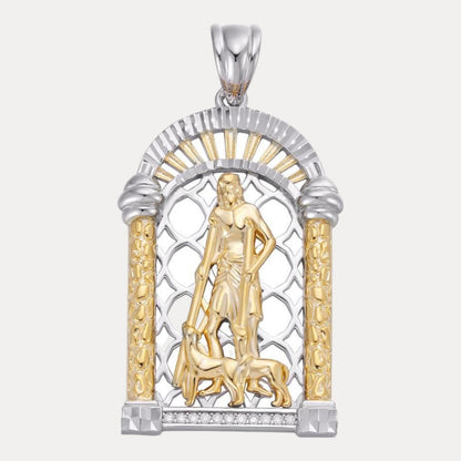925 Sterling Silver St Lazarus Pendant With Moissanite