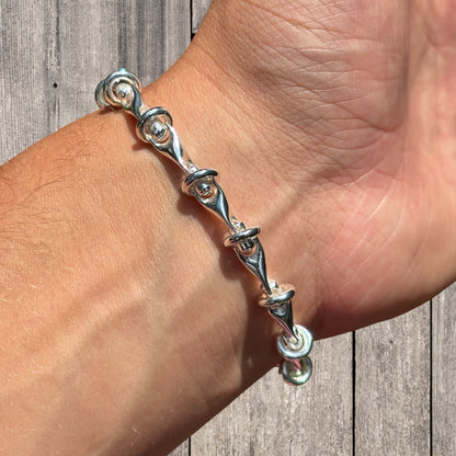 925 Sterling Silver 8mm Barbed Wire Jailhouse Link Bracelet