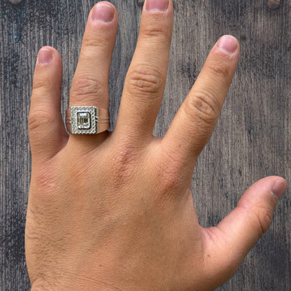 925 Sterling Silver Emerald Cut Ring With Moissanite