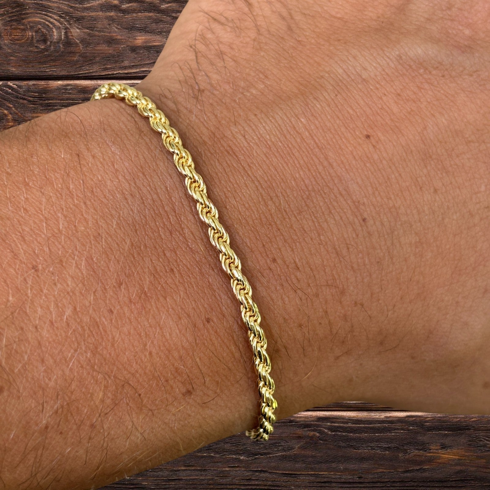 925 Sterling Silver 3mm Diamond Cut Rope Bracelet