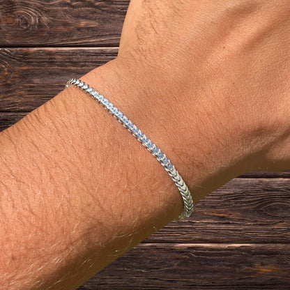 925 Sterling Silver 2.5mm Franco Bracelet