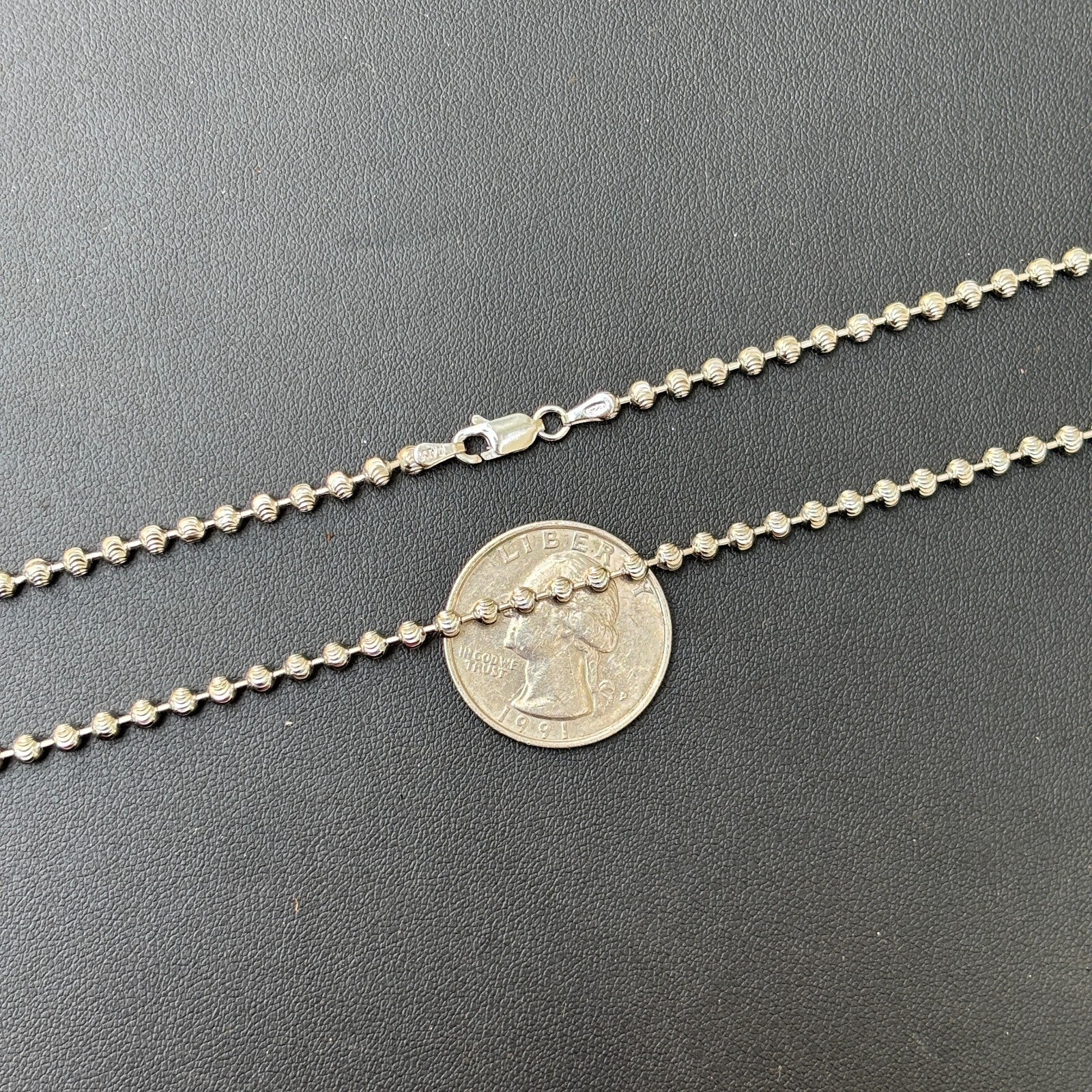 925 Sterling Silver 3mm Bead Chain Necklace