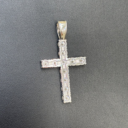 925 Sterling Silver Tennis Cross Pendant With Moissanite - Large