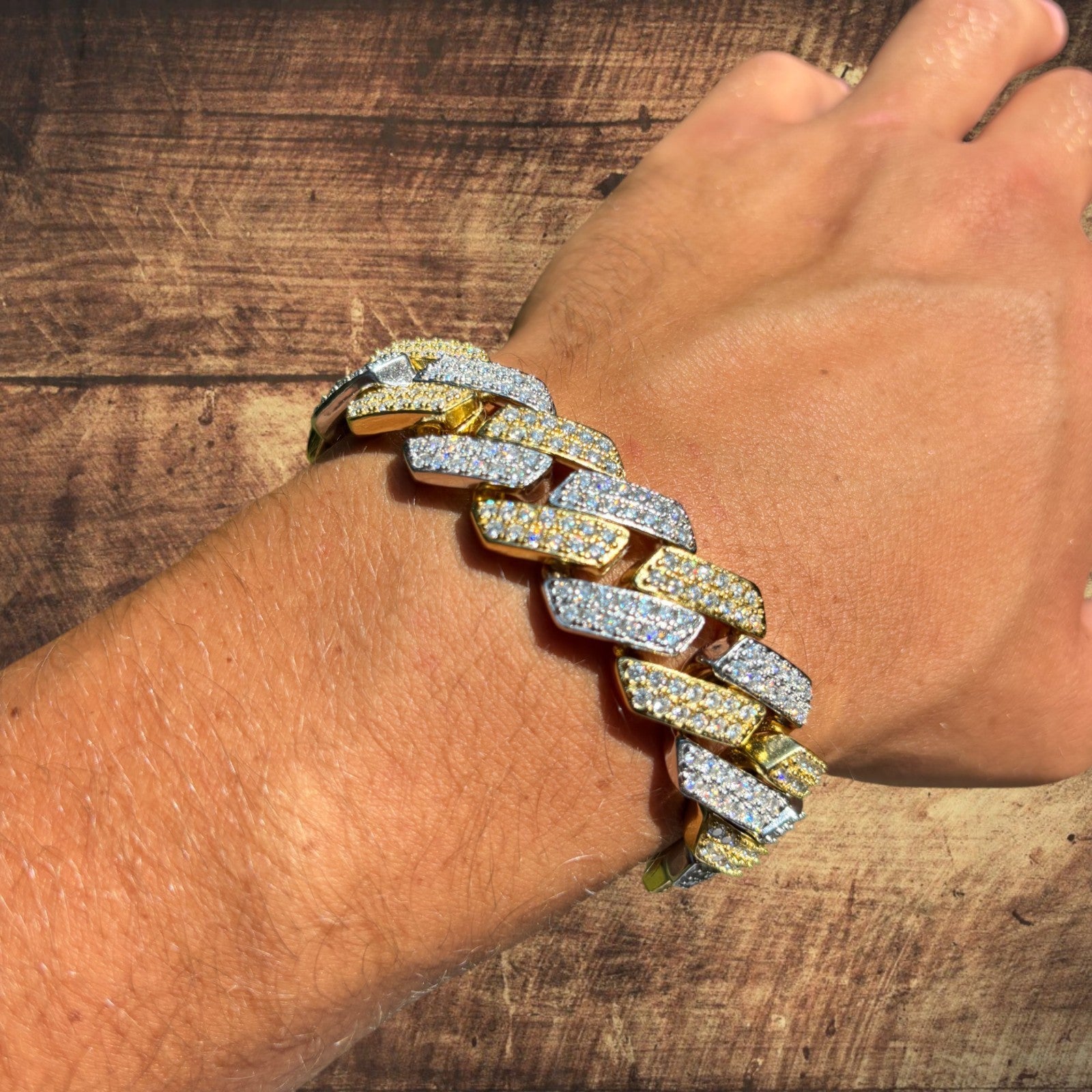 925 Sterling Silver 20mm Moissanite Cuban Prong Bracelet