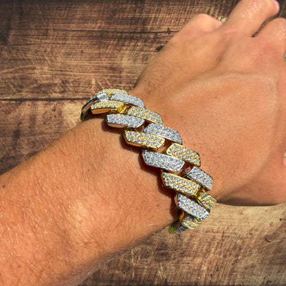 925 Sterling Silver 20mm Moissanite Cuban Prong Bracelet