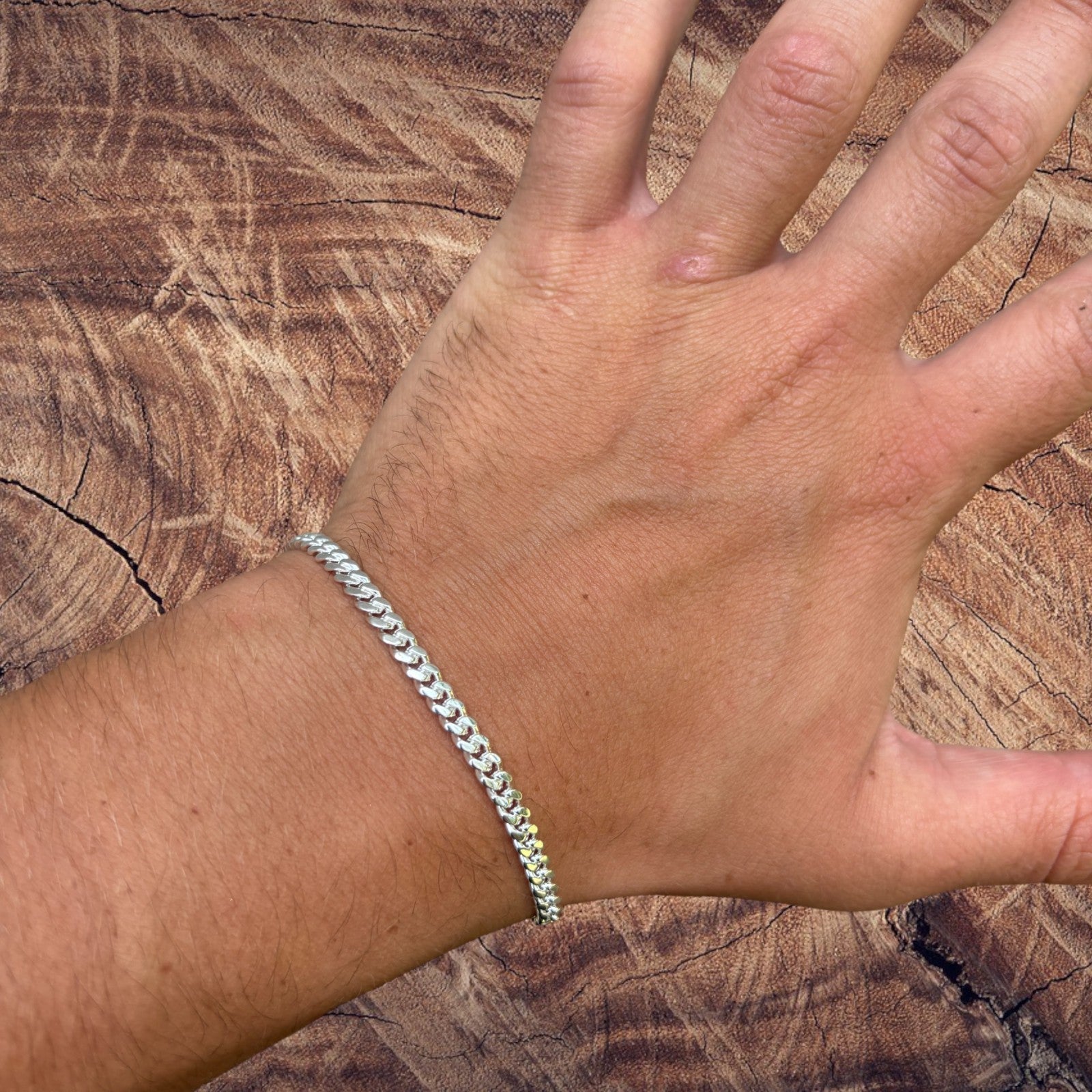 925 Sterling Silver 4mm Miami Cuban W. Box Clasp Bracelet