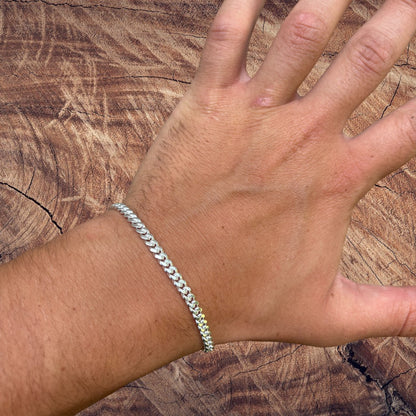 925 Sterling Silver 4mm Miami Cuban W. Box Clasp Bracelet