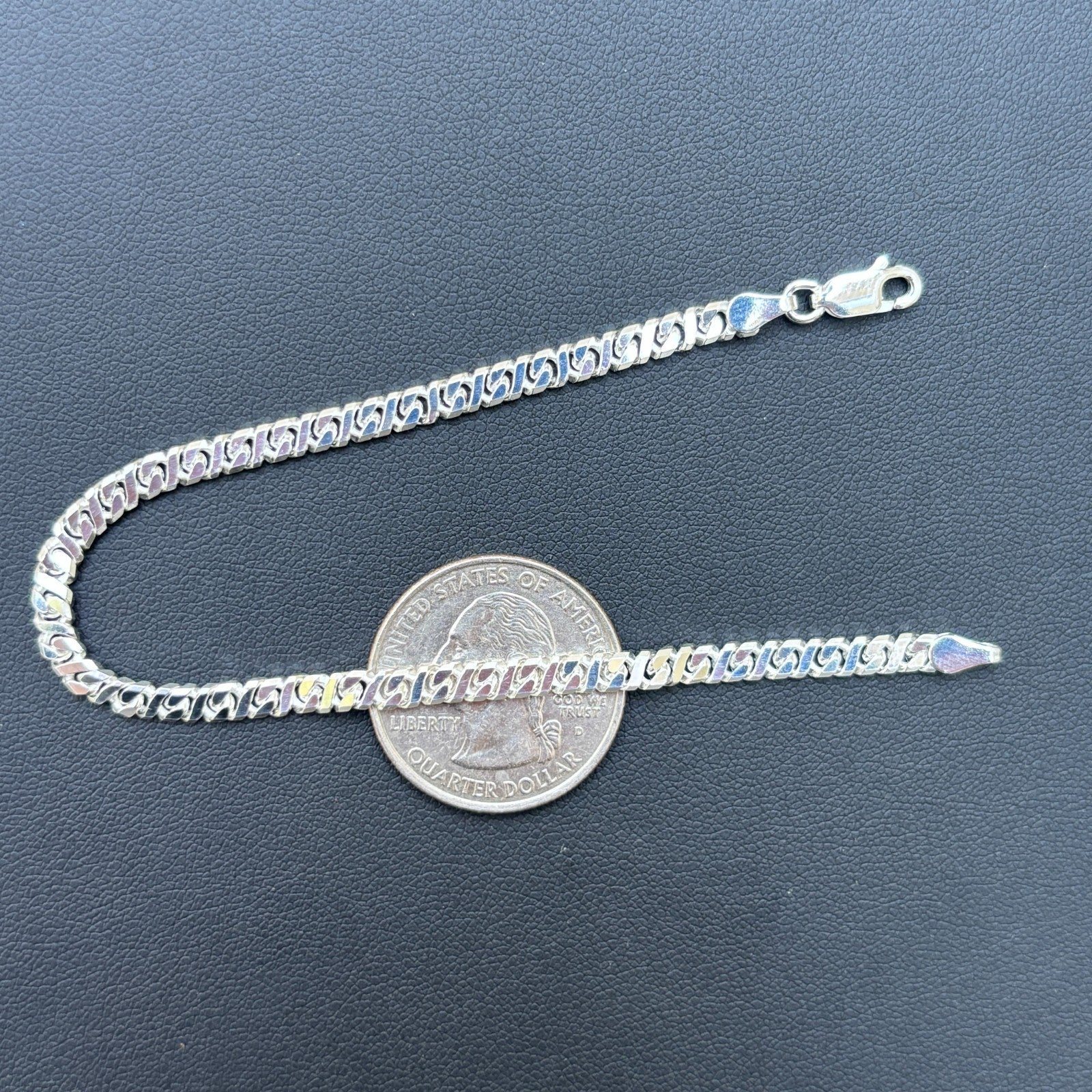 925 Sterling Silver 3.5mm Dollar Link Bracelet