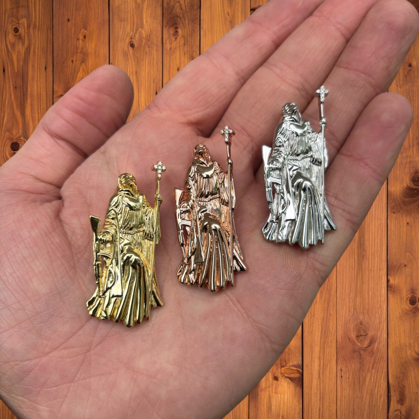 925 Sterling Silver Grim Reaper Pendant With Moissanite