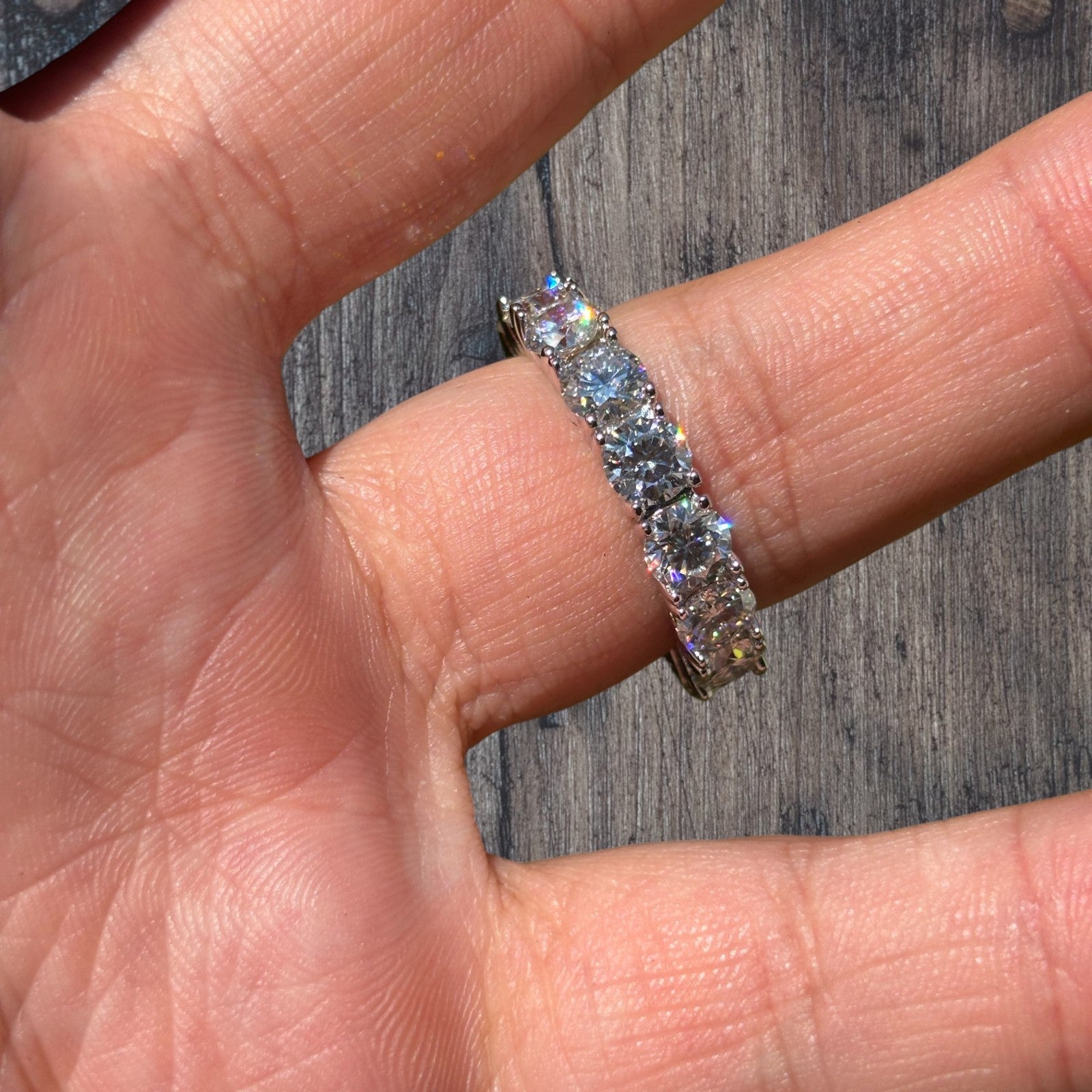 925 Sterling Silver 5mm Moissanite Wedding Band Eternity Ring