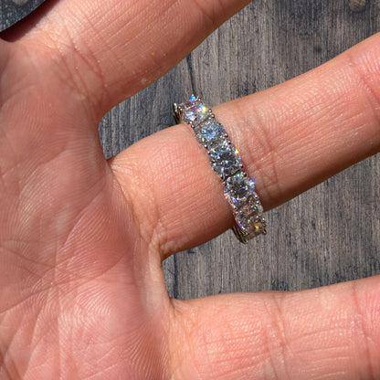 925 Sterling Silver 5mm Moissanite Wedding Band Eternity Ring