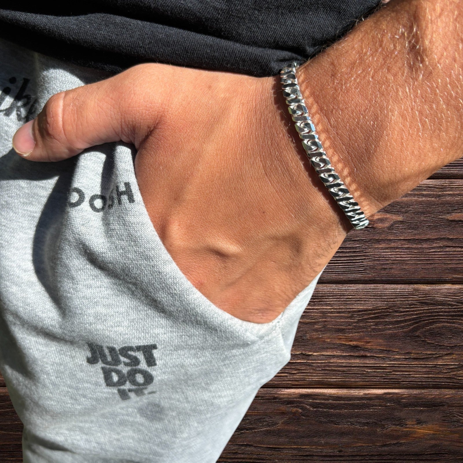 925 Sterling Silver 6mm Dollar Link Bracelet