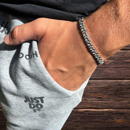 925 Sterling Silver 6mm Dollar Link Bracelet