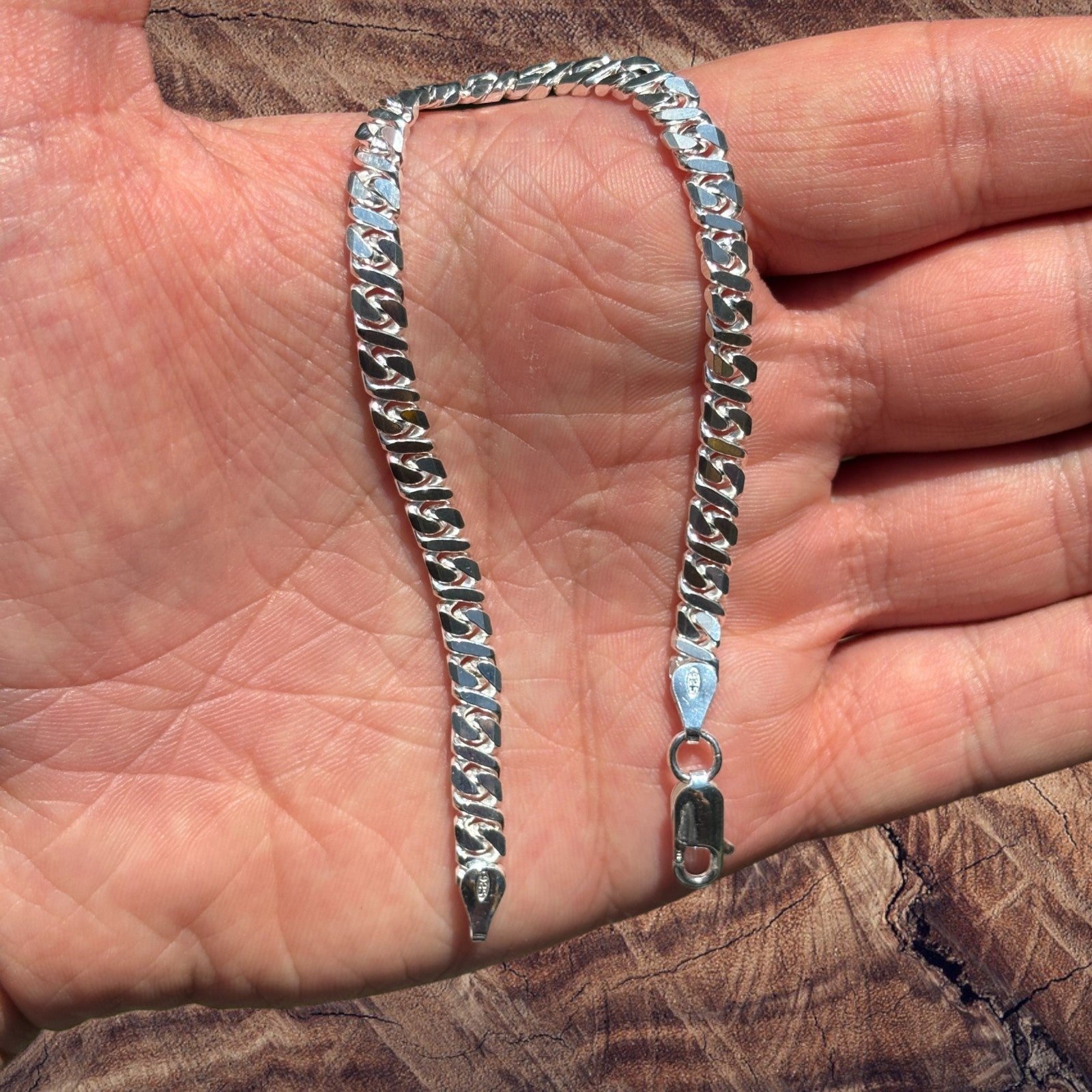 925 Sterling Silver 5mm Dollar Link Bracelet