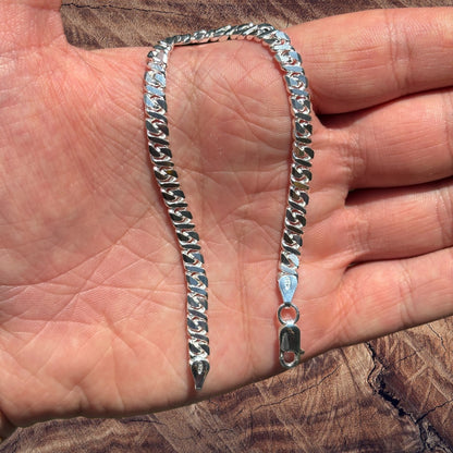 925 Sterling Silver 5mm Dollar Link Bracelet