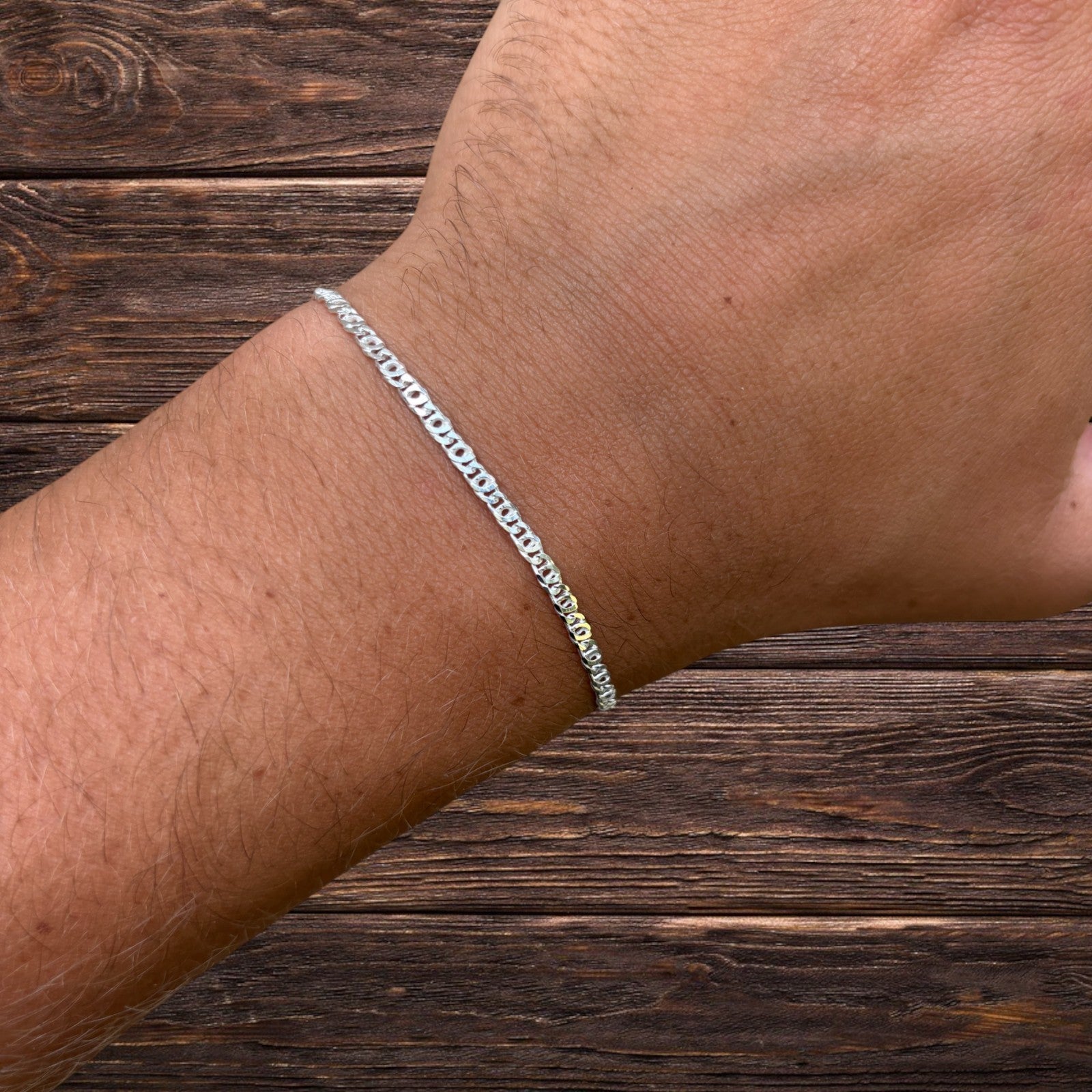 925 Sterling Silver 2.5mm Tiger Eye Bracelet