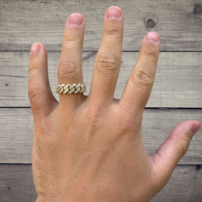 925 Sterling Silver Prong Miami Cuban Ring With Moissanite - ITALIA Chains