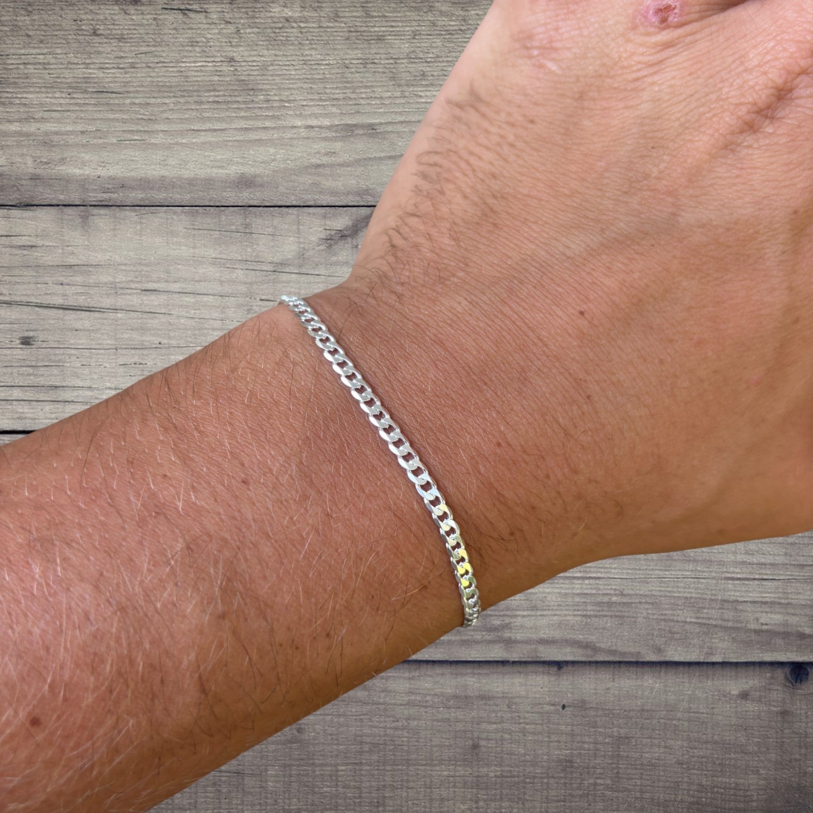 925 Sterling Silver 3mm Curb Bracelet