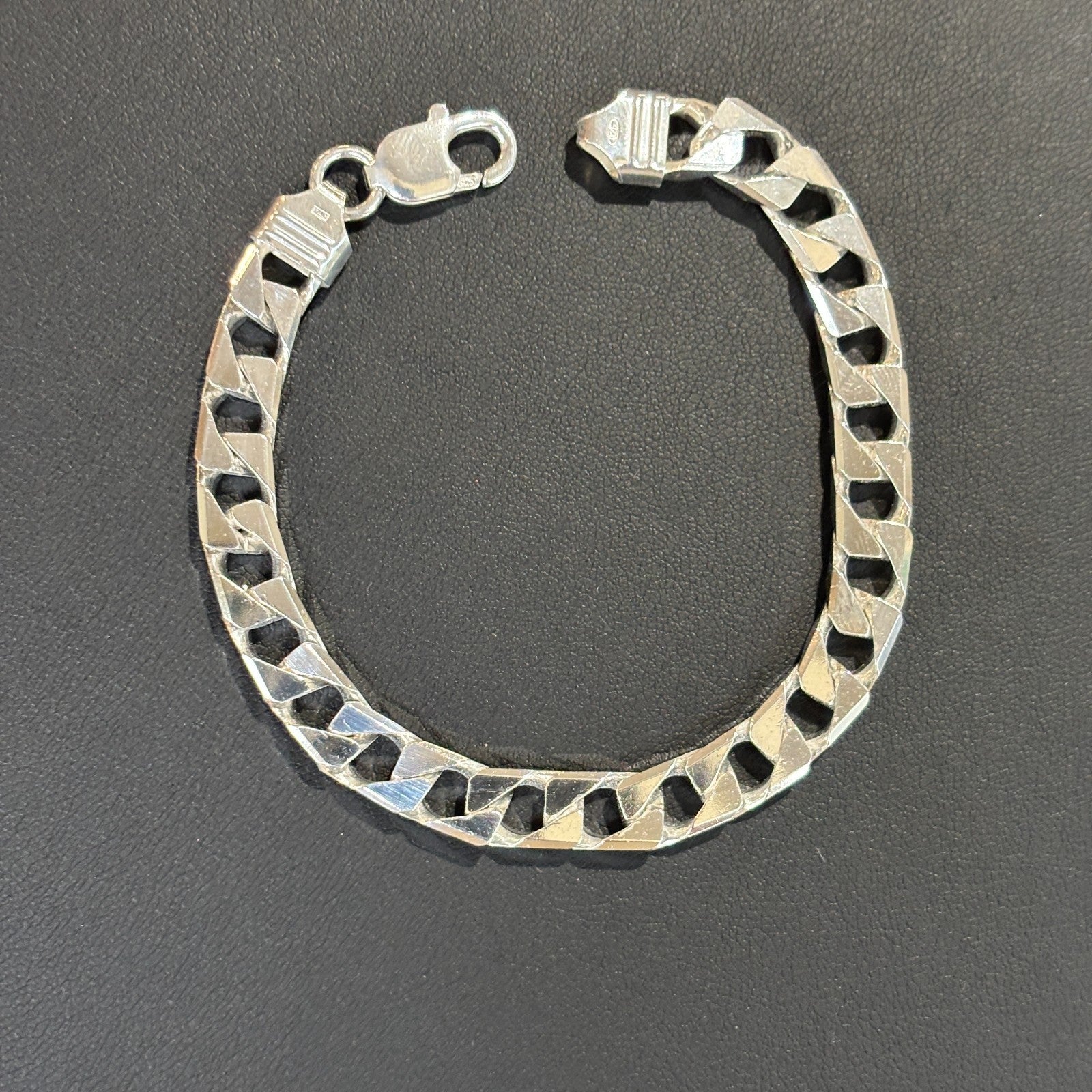925 Sterling Silver 8mm Square Curb Bracelet