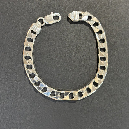 925 Sterling Silver 8mm Square Curb Bracelet