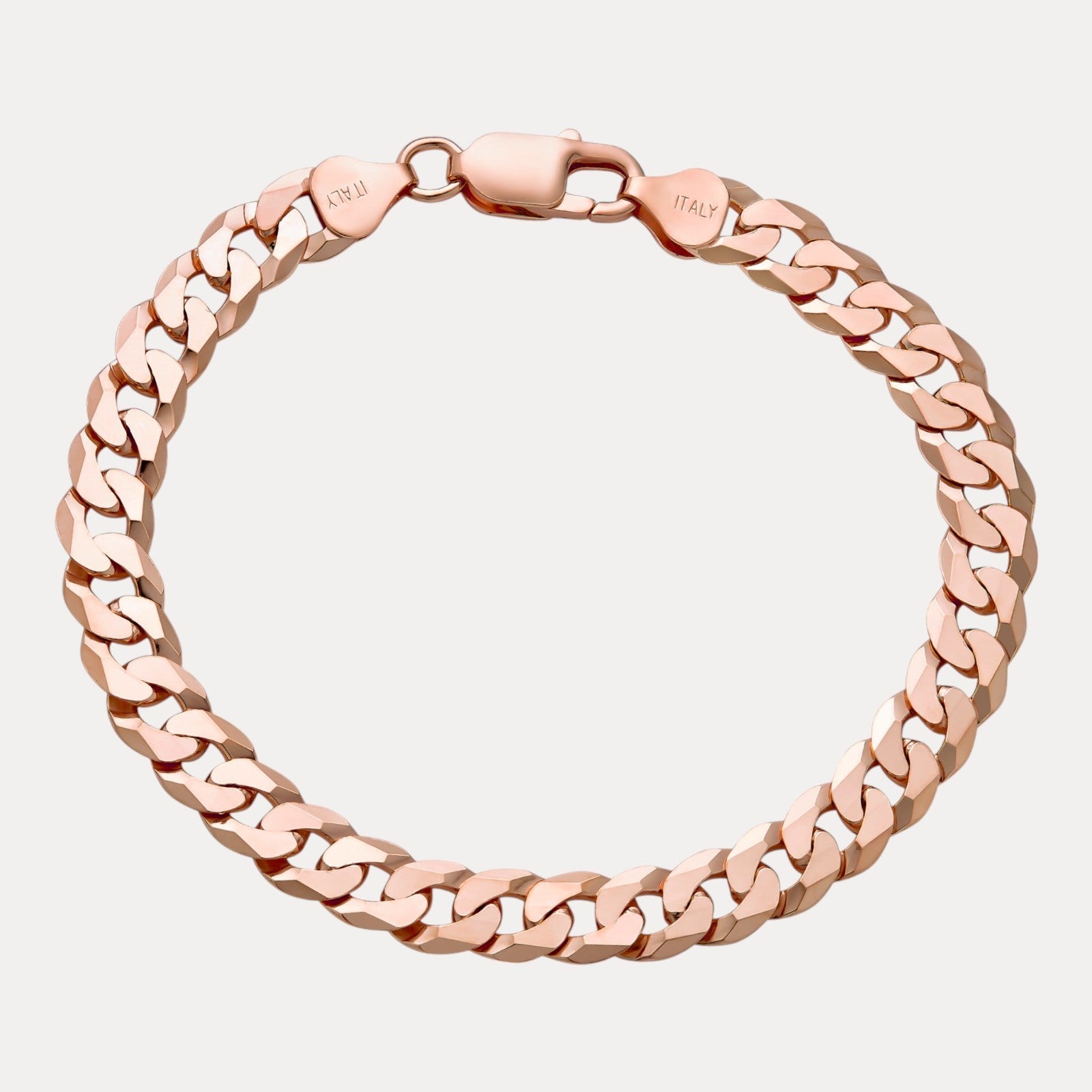 925 Sterling Silver 8mm Flat Curb Bracelet