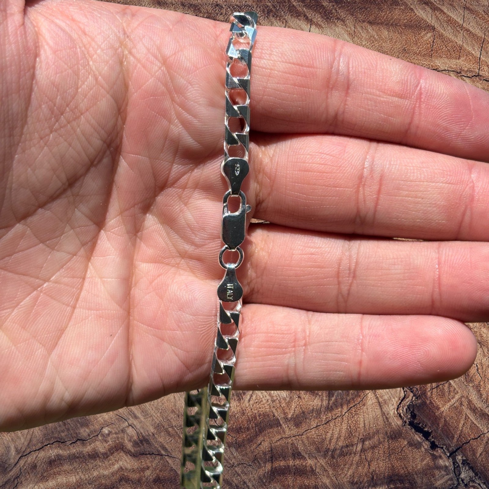 925 Sterling Silver 6mm Square Curb Chain Necklace