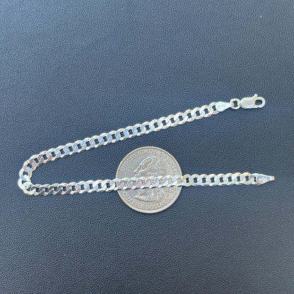 925 Sterling Silver 4mm Flat Curb Bracelet