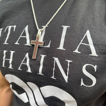 925 Sterling Silver Wooden Cross Pendant - Large