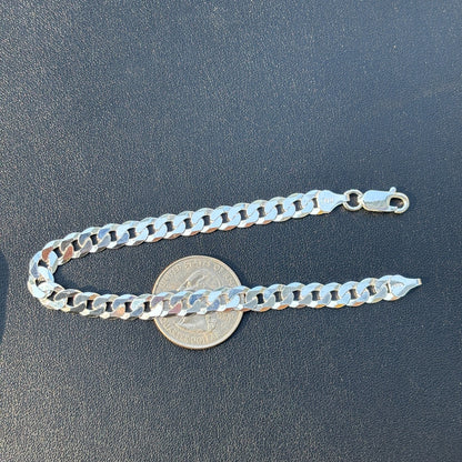 925 Sterling Silver 7mm Flat Curb Bracelet