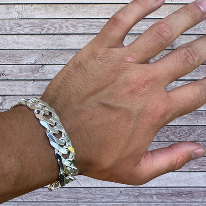 925 Sterling Silver 16mm Double Curb Bracelet